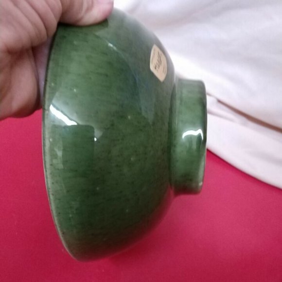 Haeger 101-Footed Pottery Console Bowl-Matte Speckle Green-Mid Century USA - Picture 5 of 6